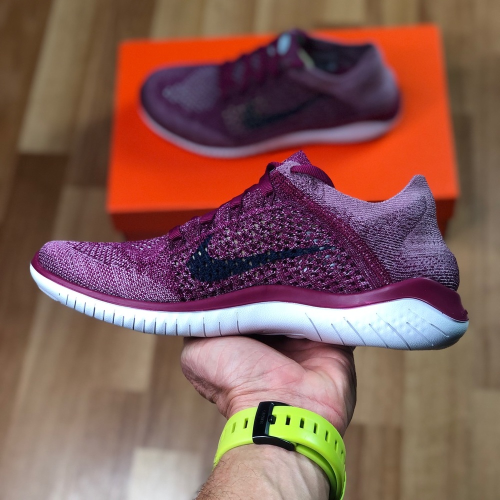 Nike Women's Maroon/Purple Knit Running Shoes with Black Swoosh - Picture 2 of 10